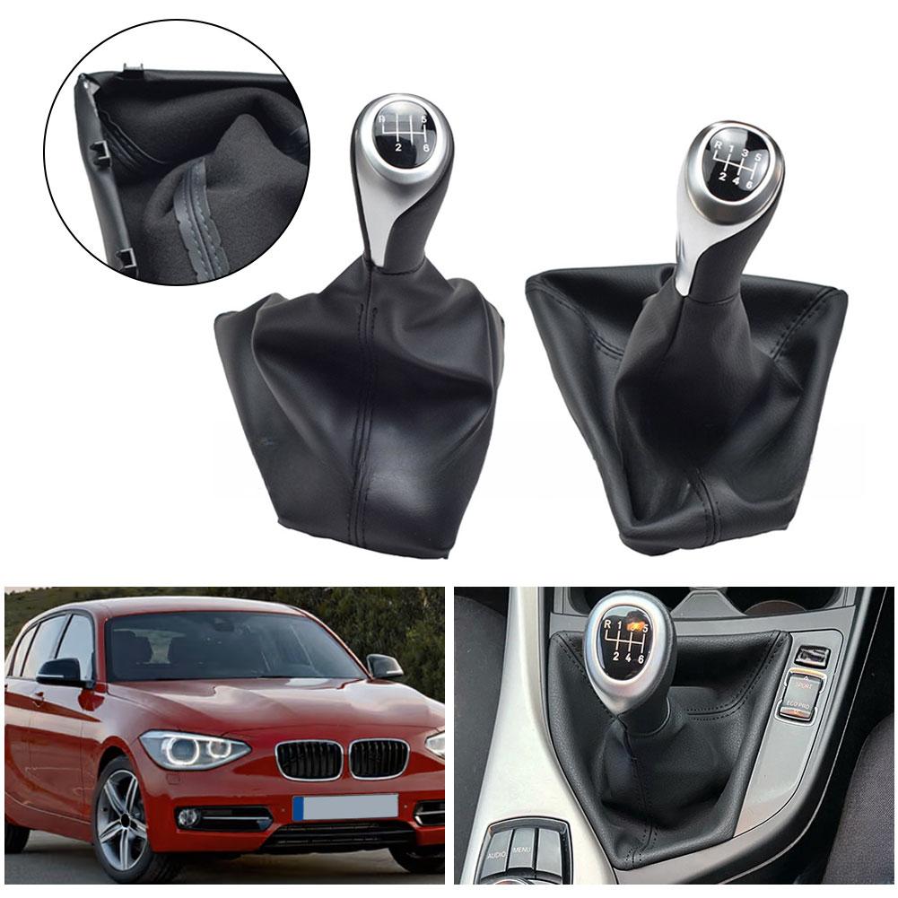 Pomello del Cambio Manuale a 6 Marce dall'Aspetto Personalizzato per BMW Serie 1 F20 F21 2011 2016 con Soffietto in Pelle Accessorio Interno Nero Argento