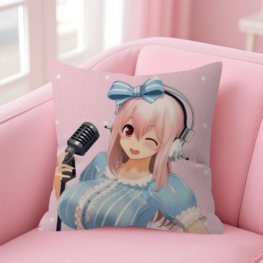 Beautiful Super S-Sonico Anime Personalized Pillow Dust Cover Bedroom Kids Party Decoration Pillowcase Birthday Children Gift