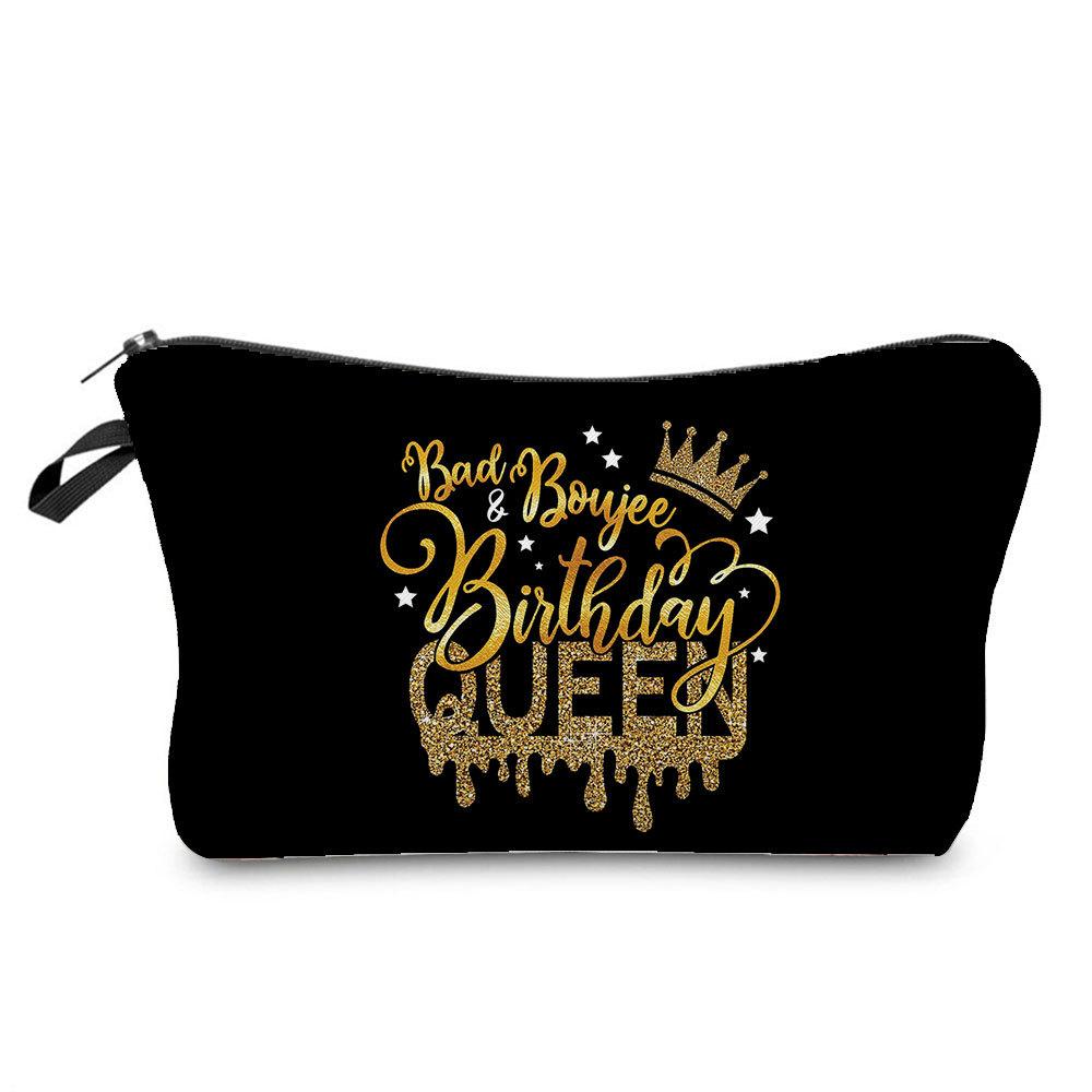 Women English Crown Print Cosmetic Bag Toiletries Organize Travel Storage Case 6767