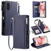For iPhone 17 Case TPU+PU Leather Wallet Phone Cover with Wrist Strap