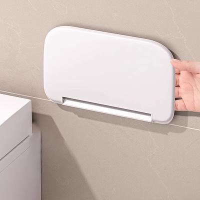 1PC Non-drilling Wall-mounted Folding Storage Rack, White Plastic Space-saving Storage Rack with Multiple Compartments,