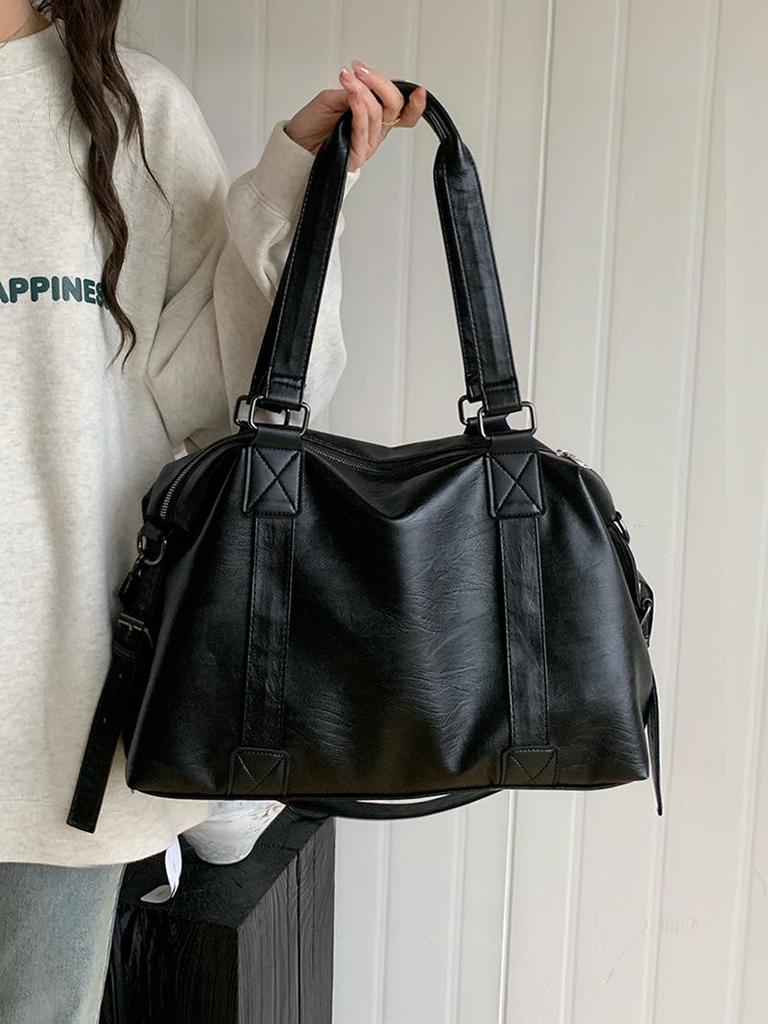 Trendy 2025 Women's Korean Casual Tote Bag - Large Capacity Hand-Held Travel Messenger Bag.