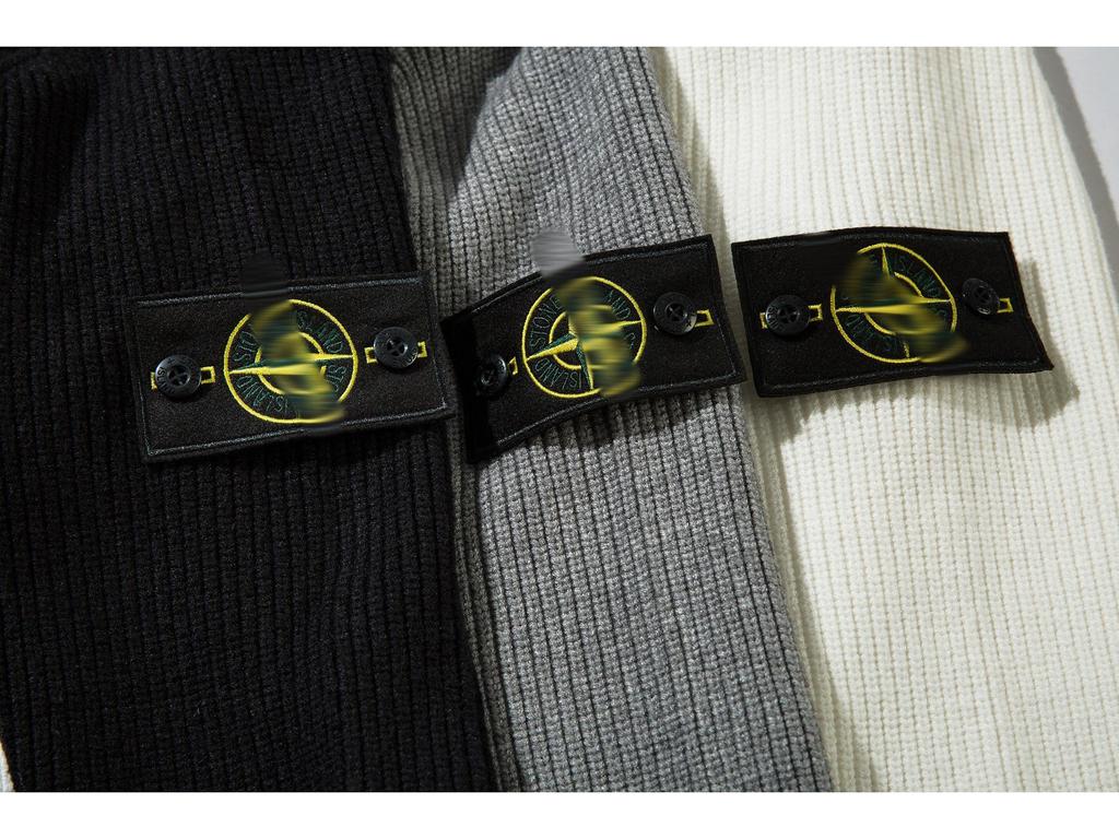 STONESLAND Unisex Strickpullover mit Stehkragen und Reißverschluss