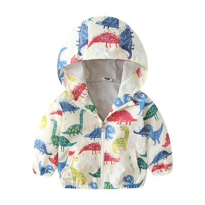 Children's Spring Boys Cartoon Jacket Dinosaur Zip Hooded Jacket