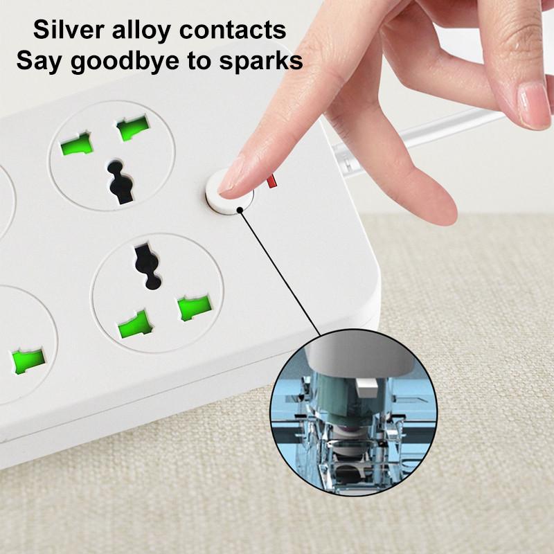 2500w3000w Universal Strip Power 2m Extension Cord Socket 346 Way Uk Plug Fast Charging Power Board