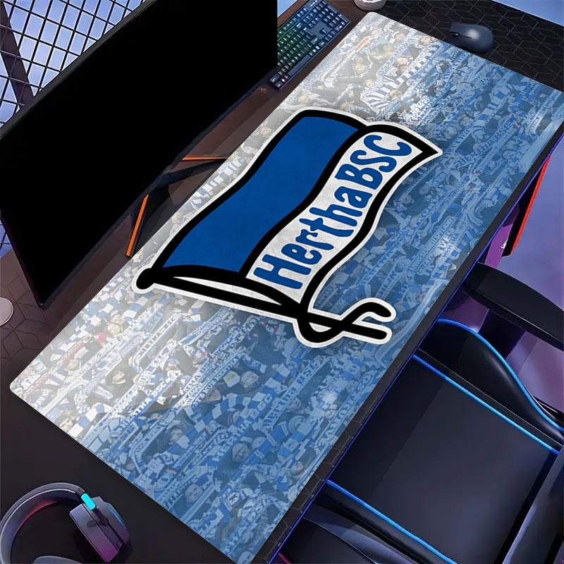 Hertha logo Mouse Pad, Large Gaming Desk Mat, Non-slip XXL Mousepad for Laptop & Tablet, Mini PC Playmat with Stitched Edges
