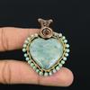 Aquamarine Gemstone Handmade Copper Wire Wrap Jewelry Lovely Heart Shape Pendant For Her