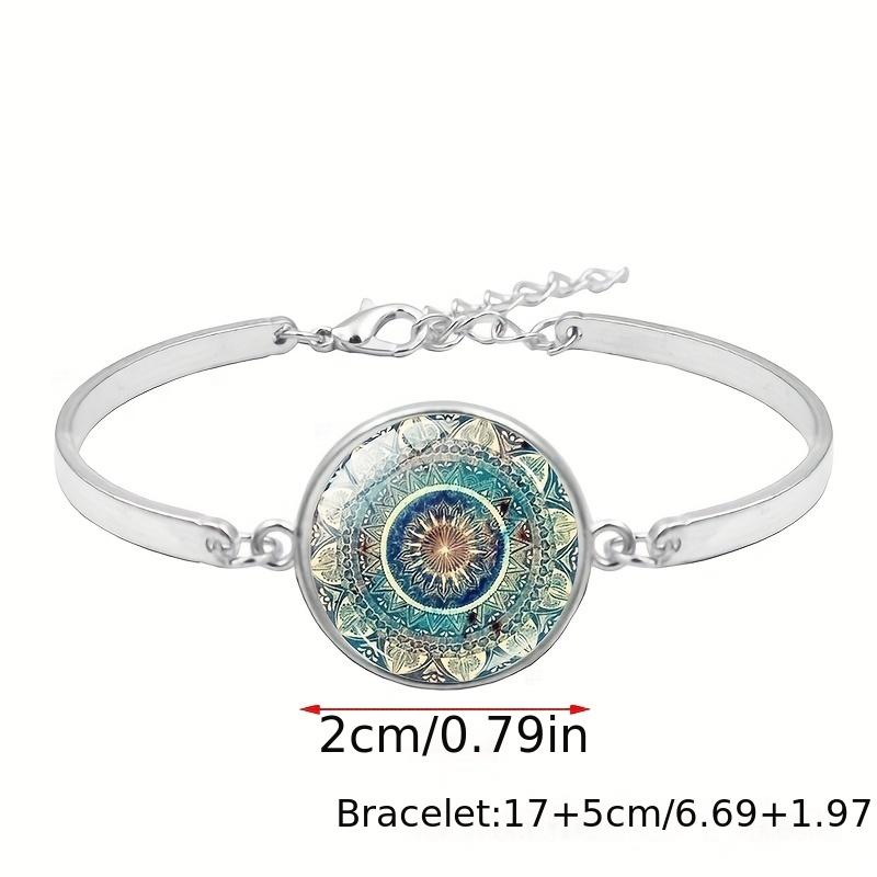 Mandala Flower Time Gemstone Náhrdelník & Náramek & Náušnice Sada šperků Vintage dekorace Kreativní skleněný přívěsek pro ženy