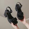 High-heeled Sandals Women's New Summer Outer Wear One-word with Thick Heel Open-toe Fashion Sandals