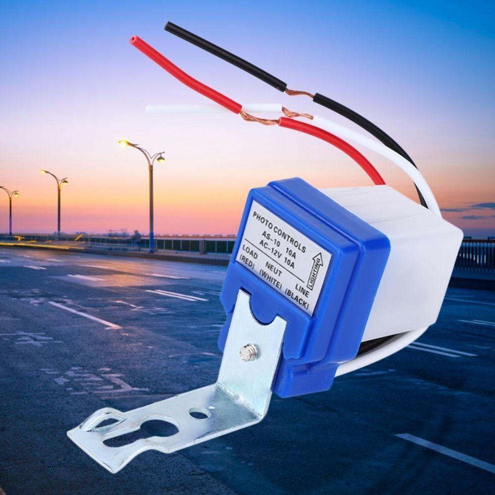 2 Pcs AS-10 Automatic Light Switch 10A 220V/12V Photo Controlled Switch 2200W Max Load Compact Dusk To Dawn Sensor Streetlight
