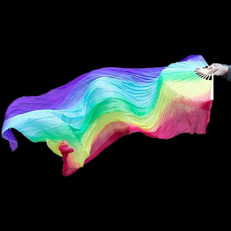 Dancing Fan Extended Floating Head Gradient Color Dance Fans Portable Belly Dance Fan Dance Performance Wedding Long Fans