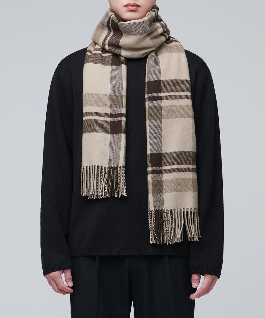 MUSINSA STANDARD Large Size Tartan Check Scarf [Beige]