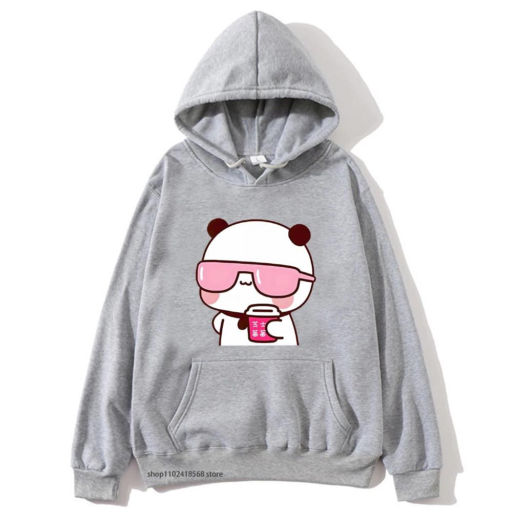 Paar Hoodies Bubu schaut Film mit Dudu Übergröße Sweatshirt Cartoon Kawaii Print Pullover Harajuku Männer Frauen Sudaderas