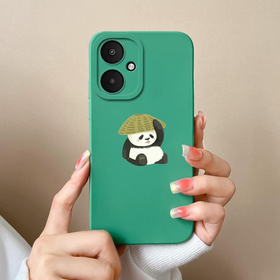 Flytende silikon for Xiaomi Poco X6 F5 Pro F6 M6 Pro 5G X 6 M 6 F 5 Deksel Panda tegneseriemønster Høykvalitets støtsikker telefonvesker Bumperhus