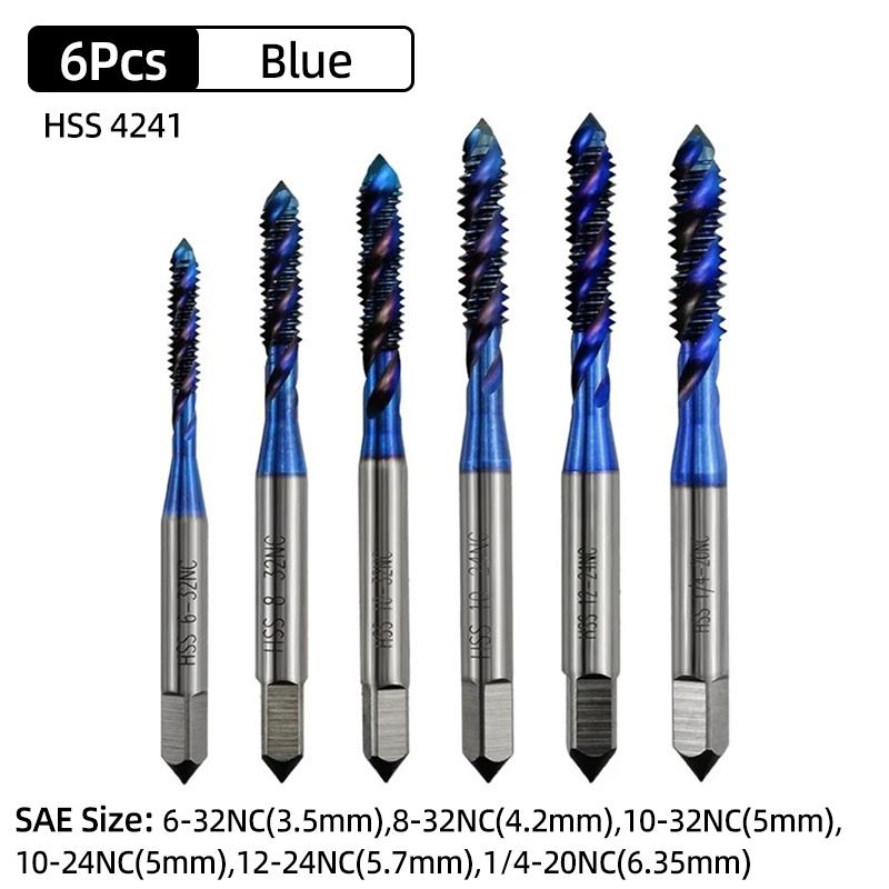 HSS Spiralgewindebohrer Titanbeschichtet Metrisch SAE Gewindebohrer Bohrer M3-M8 Oder M2-M12 Maschinengewindebohrer Gewindeschneidwerkzeug Handwerkzeuge