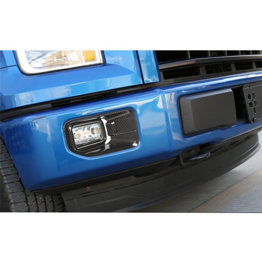 2×Carbon Fiber ABS Front Fog Light Lamp Cover Trim Kit For 2015-20 Ford F150 XLT