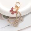 Delicate Butterfly Pendant Keychain Stylish Rhinestones Key Rings Colorful Key Chain Adornment for Fashion Lovers