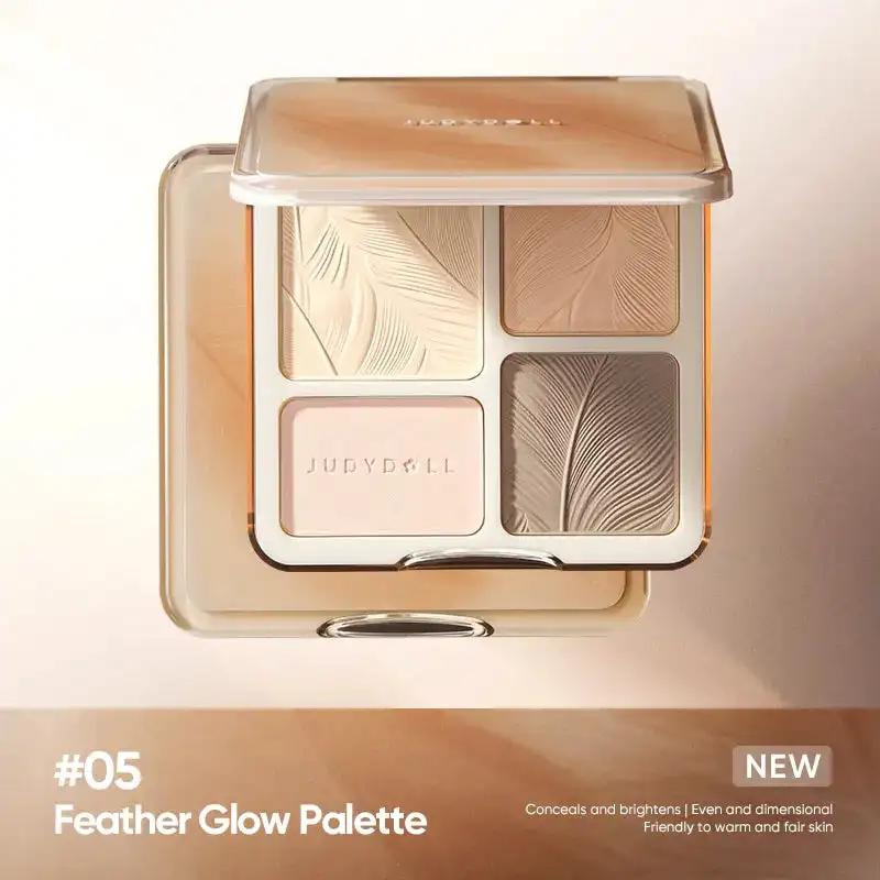 Judydoll Contour Palette, 2 In 1 Face Highlight Contour Palette, Shades with Highlighter Makeup, Non-greasy, Lasting Sparkling