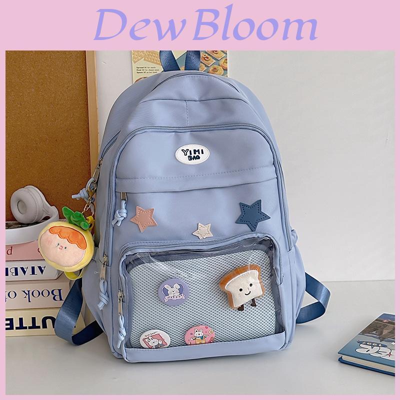 Stylish Japanese School Transparent Backpack With Adjustable Wide Straps And Water-resistant Nylon