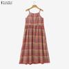 ZANZEA Women Plaid Print Summer Casual V-Neck Sleeveless Straps Camisoles Dresses
