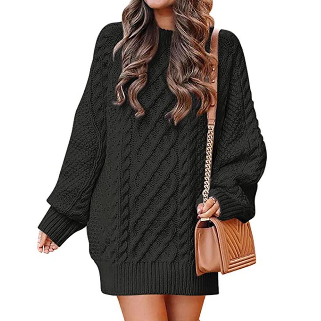 Women's Fashion  And Winter Round Neck Long-Sleeved Warm Sweater Top