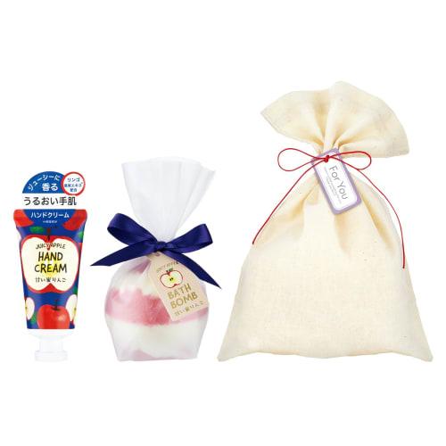 

Fruit Forest Sweet and Happy Apple Scent Gift Set (Hand Cream and Bath Bomb, 1 Each) - Moisturizing Bath Additive, Fruity, Cute Gift, Ribbon Wrapped