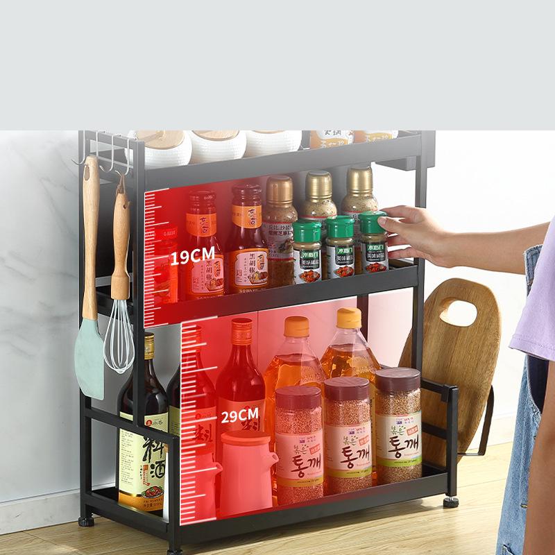 

Бытовая кухонная полка для хранения без винтов, напольная полка для хранения, трехслойная многофункциональная стойка для хранения приправ