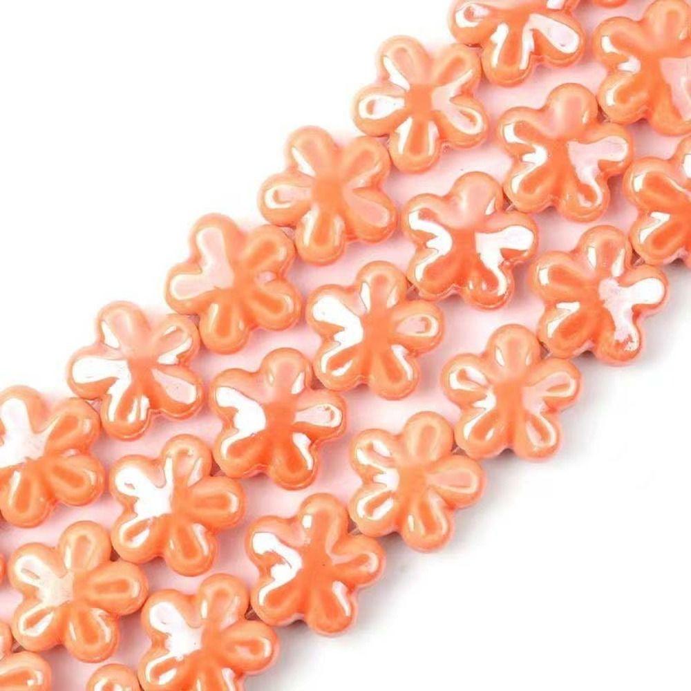 10pcs Ceramic Five-petaled Flower Bead Handmade Craft Jewelry Making Material Gift