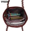 WTEMPO Brand Fashion Tassel Women's Bag Woven Backpack Retro Handbag Large Capacity Shopping Commuting Travel Shoulder Bags