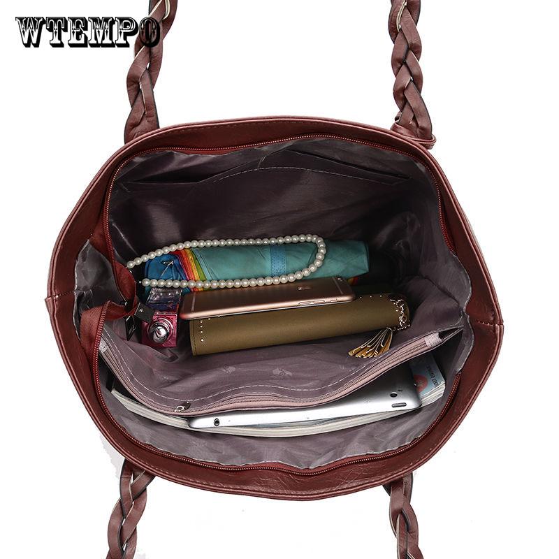 WTEMPO Brand Fashion Tassel Women's Bag Woven Backpack Retro Handbag Large Capacity Shopping Commuting Travel Shoulder Bags