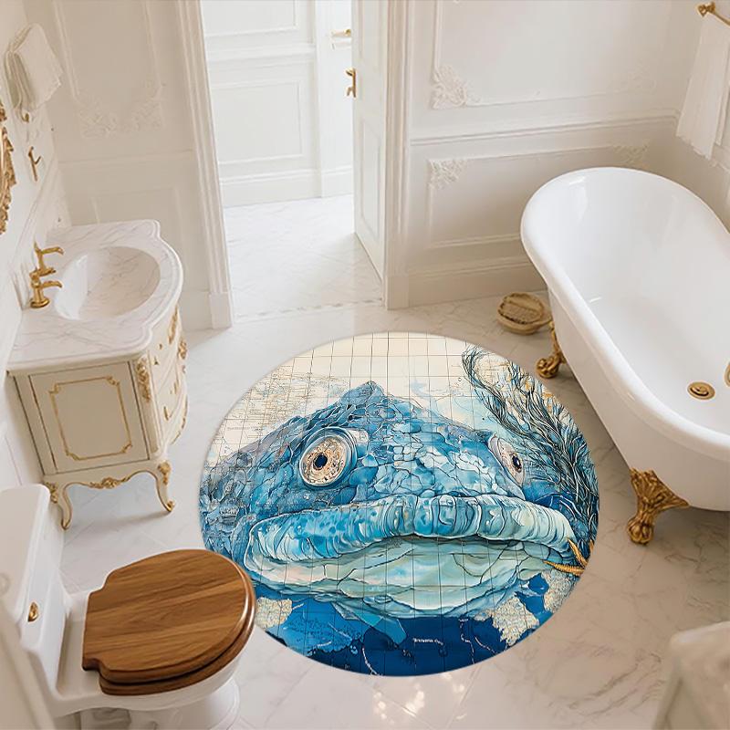 Ocean Fish,Round Area Rug,Carpet Rug for Living Room Bedroom Sofa Playroom Decor,Non-slip Floor Mat