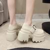 10CM Absätze Schnalle Lässige Lederschuhe Neu 2025 Frühling Damen Klobige Sneaker Bequeme Pumps Hohe Plateau Laufschuhe Frau