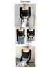 Square-Collar Women's Top: Autumn/Winter, Long Sleeve, Versatile, Cropped, Exposed Midriff, New Style