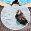 Seeotter Rundes Strandtuch mit Quasten Mikrofaser Saugfähig Schnelltrocknend Sandfrei Picknickdecke Meditationsmatte Schwimmbadhandtuch