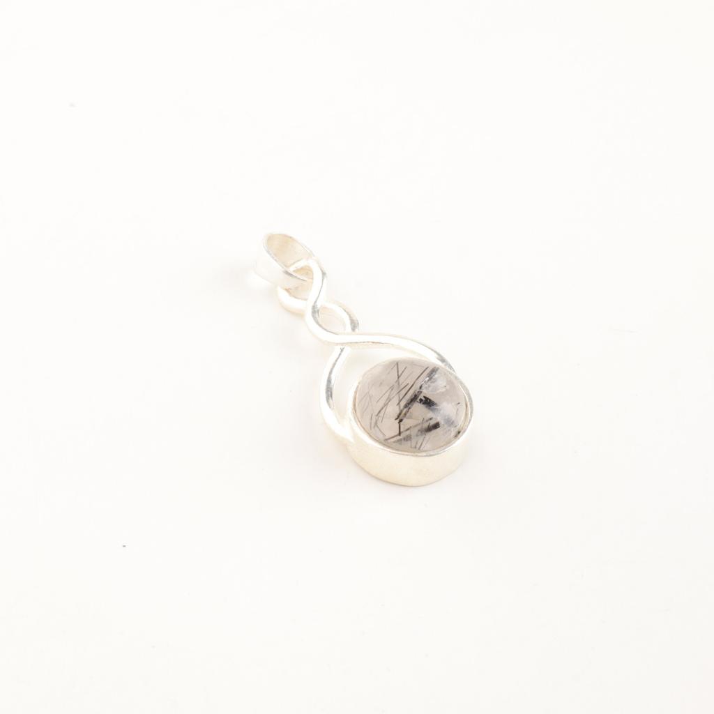 Black Rutile Gemstone 925 Sterling Silver Jewelry Handmade Pendant Gift For Her CP-25-25
