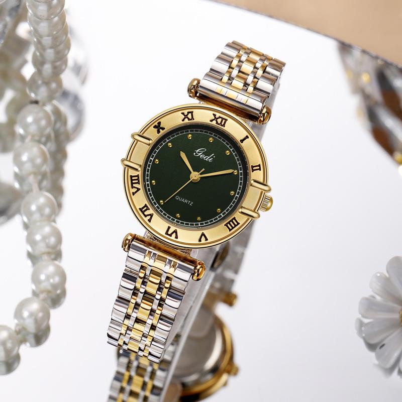 Solid stainless steel women's watch niche high-end Roman quartz watch women's medieval watch