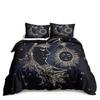 Bohemian Golden Moon Sun Print Duvet Set Bedding Kit