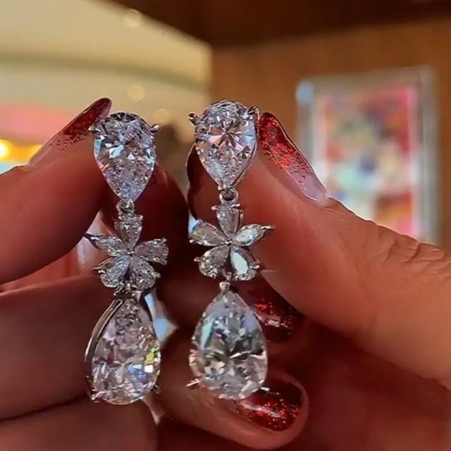 Dazzling Zirconia Drop Earrings Women Luxury Female Party Jewelry Gorgeous Wedding Accessories for Bridal Exquisite Gift