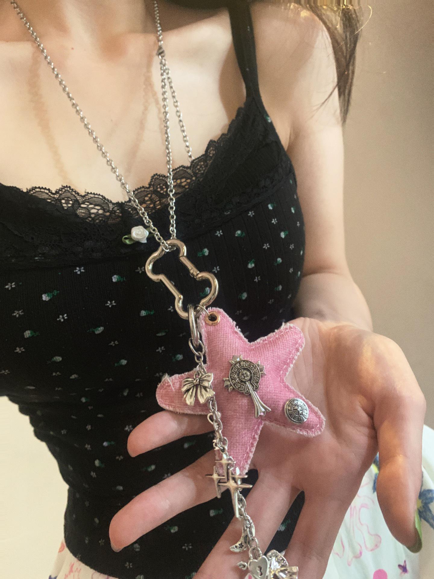 

Тканевое ожерелье-подвеска в виде банта и звезды, милая универсальная цепочка до ключицы, нишевый темперамент, высококачественная бижутерия для женщин