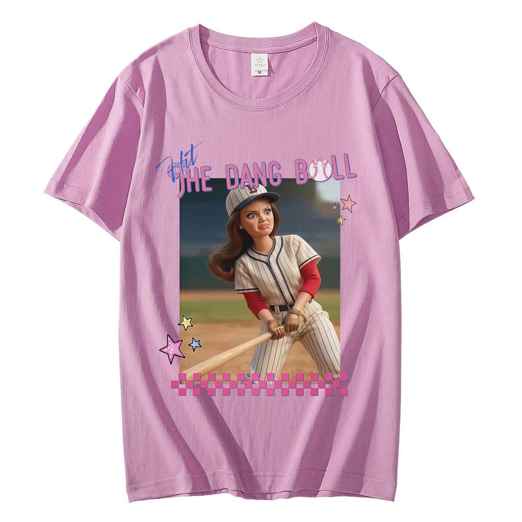 Hit The Dang Ball Funny Baseball Mom Tshirt High Quality Fashion Oversized T Shirts Unisex Casual Cotton Short Sleeve Tshirts