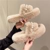 Internet Celebrity Pearl Fluffy Slippers Women Wear Thick Bottom Ins Tide 2025 New Autumn and Winter Versatile Household Dormitory Cotton Mop