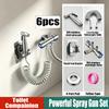 Wall Mount 6Pcs Bidet Sprayer Kit Hand Shattaf Toilet Spray Gun Set Bathroom Water Sprayer for Personal Cleaning