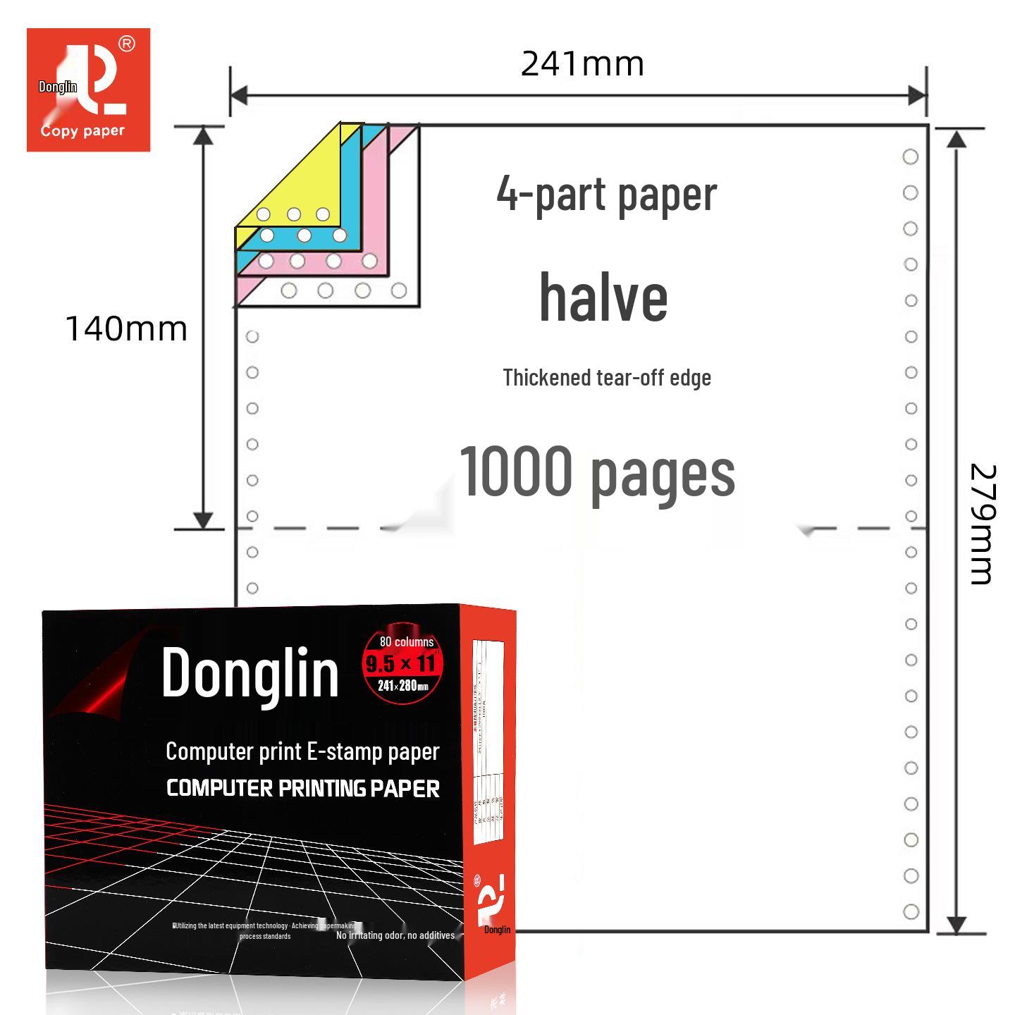 Donglin 1000-Page 4-Part Continuous Form Paper for Outbound Shipping Orders