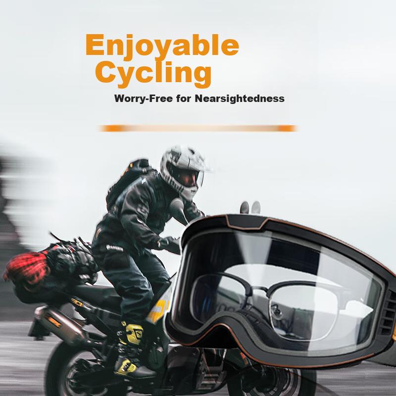 Retro Motorcycle Goggles with Double-Layer Anti-Fog, Photochromic, Polarized Lenses for Off-Road Motorcycles, Electric Bikes, And Nearsighted Riders