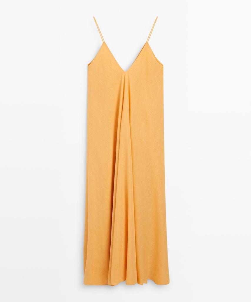 Masimodutti Linen V-Neck Fluid Dress