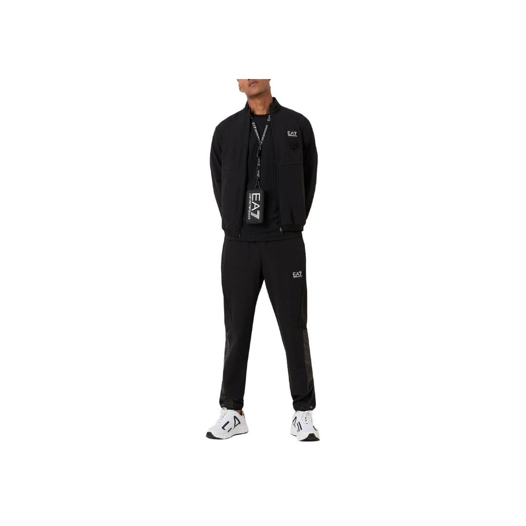Emporio Armani EA7 Buchstabenlogo Langarm Reißverschluss Jacke Herrenjacken Schwarz 6RPB39-PNBWZ-1200