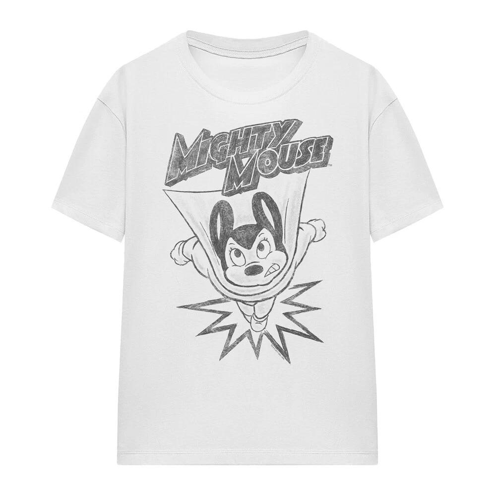 Mighty Mouse Bursting Out Ladies 100% Cotton T-shirt Mens Tees Top S-2XL, White L