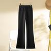 Women's Black High-Waisted Micro-Flare Pants - Slimming & Versatile for Spring & Autumn 2025