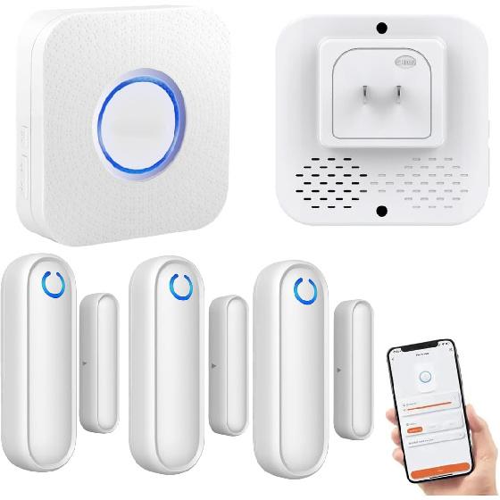 Door Chime with Phone App,WiFi Door Open Contact Sensor Alarm Chime with 600 FT Range,WiFi Door Ringer Alert for Business/Store/Home/Office When