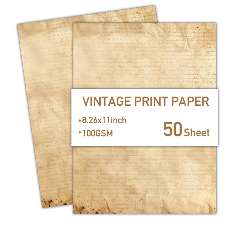 50 Sheets A4 Writing Paper Double-Sided Printer Paper Retro Paper for Paper Decorations Invitation Crafting